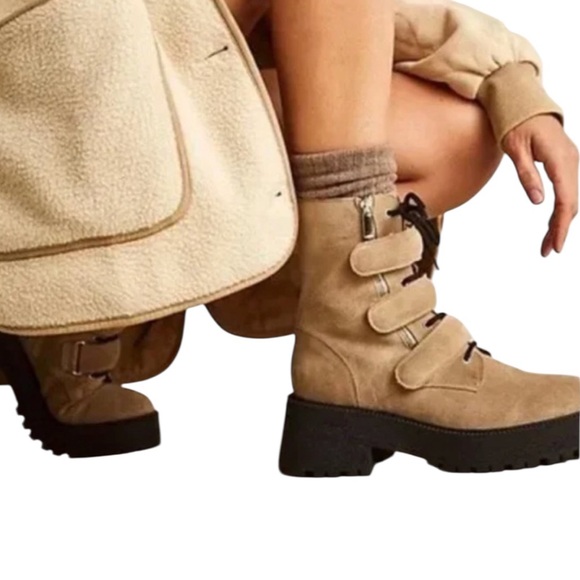 Free People Shoes - Free People Tan Lace-Up Boots